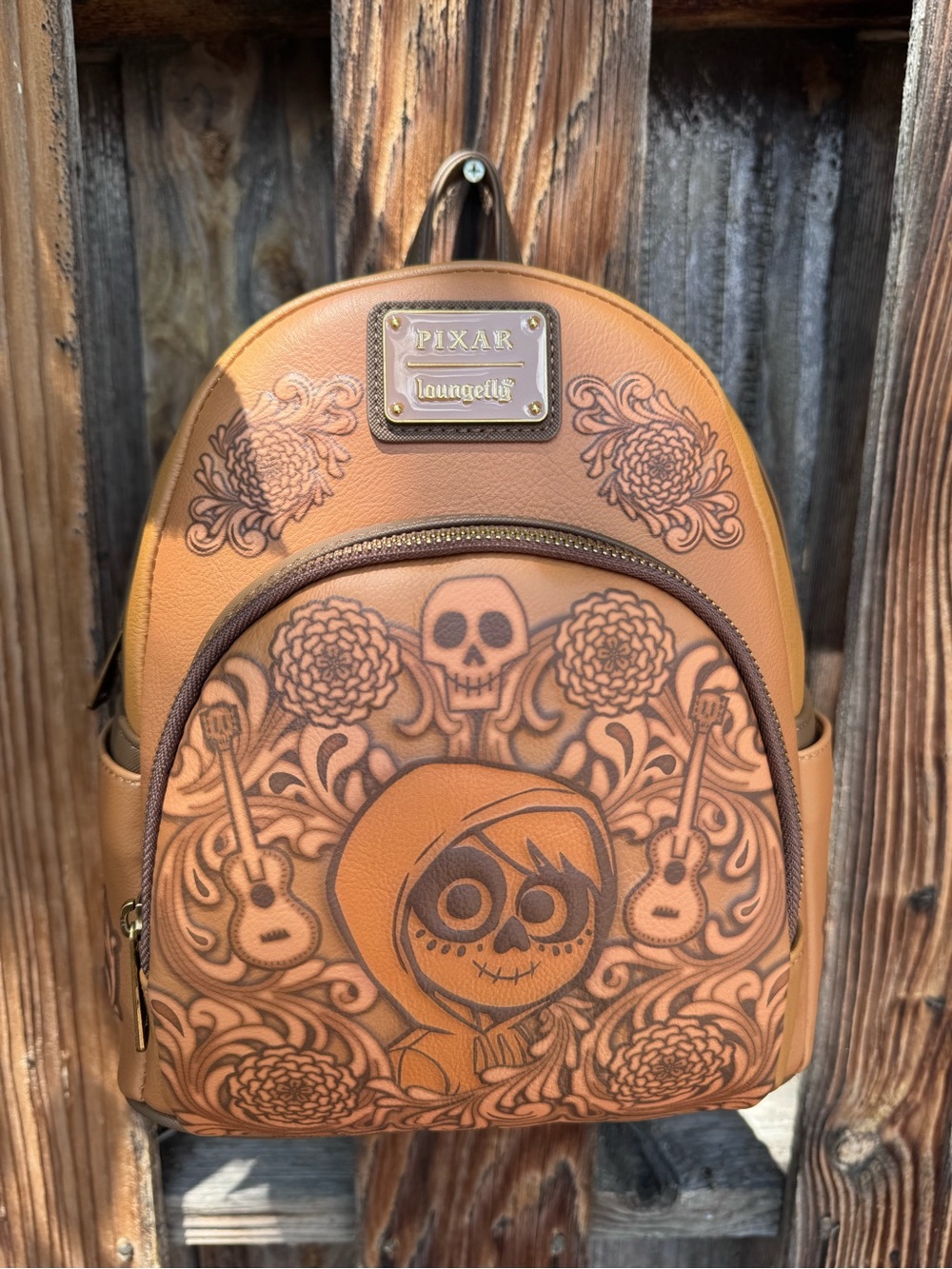 Loungefly Pixar Coco Brown Faux Leather Mini Backpack